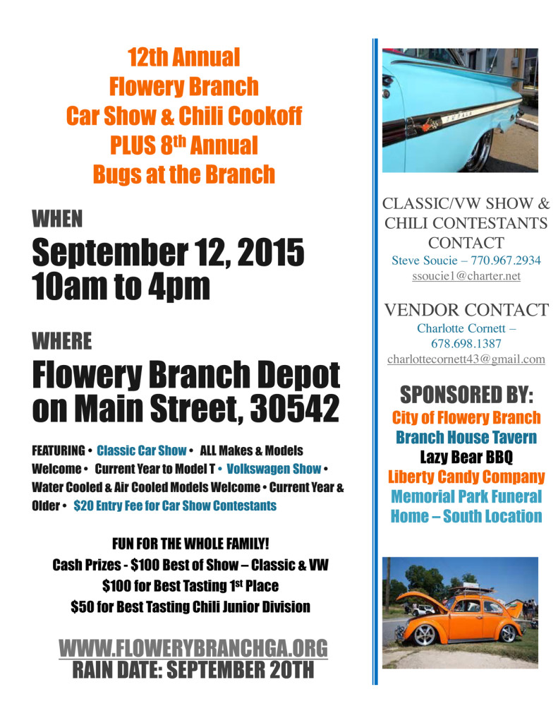 12th Annual Flowery Branch Car Show & Chili Cookoff Car Show Radar