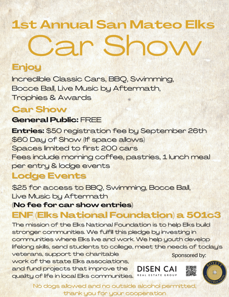 1st Annual San Mateo Elks Car Show Car Show Radar