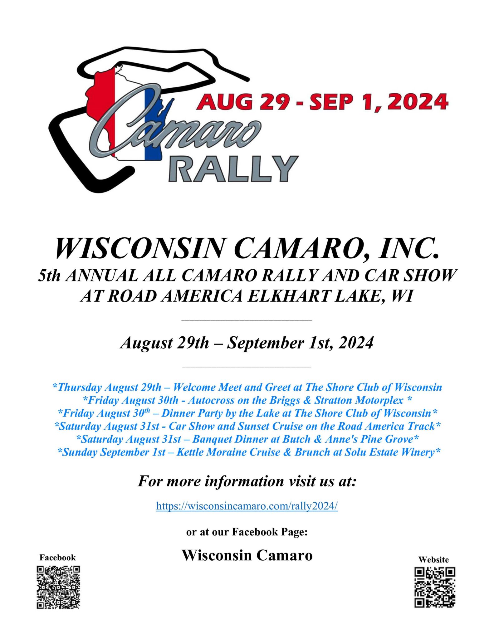 2024 Wisconsin Camaro Rally Car Show Radar