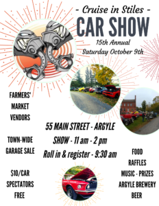 October 9th Cruise in Stiles Car Show