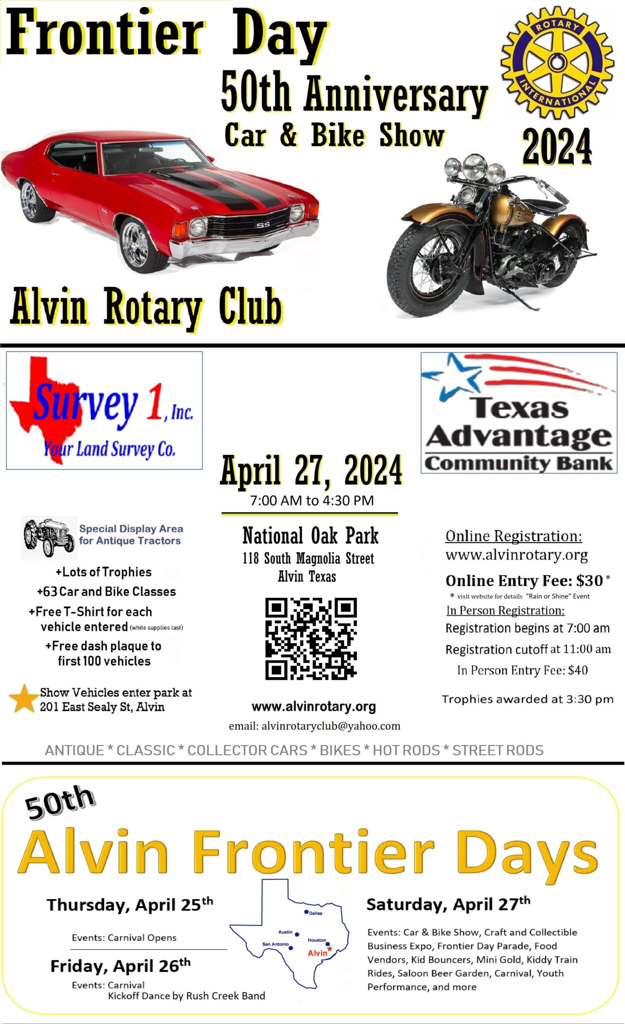 2024 Car and Bike Show Alvin Rotary Frontier Day Event Car Show Radar