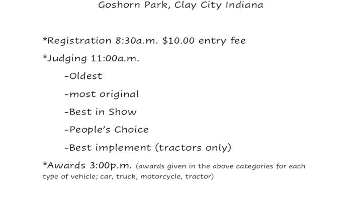 Clay City Fair Antique Car, Motorcycle and Tractor show
