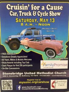 Vintage orange truck with OldRide.com logo.