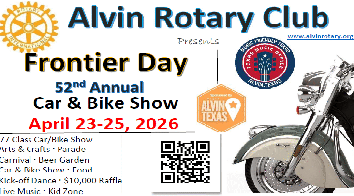 2026 Car and Bike Show – Alvin Rotary Frontier Day Event
