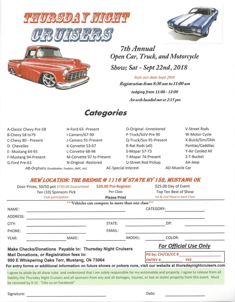 Thursday Night Cruiser’s 7th Annual Car Show